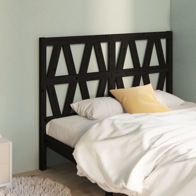 Cabeceira de cama 166x4x100 cm pinho maciço preto-Cabeceiras e estribos de camas-Home Retail