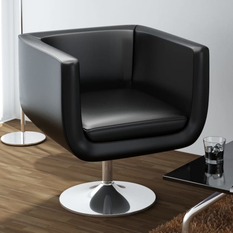 Cadeira de bar em couro artificial preto-Poltronas-Home Retail