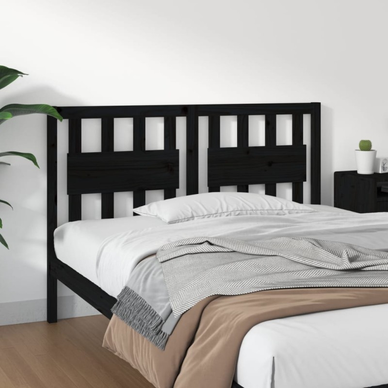 Cabeceira de cama 125,5x4x100 cm pinho maciço preto-Cabeceiras e estribos de camas-Home Retail