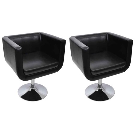 Cadeiras de bar 2 pcs couro artificial preto