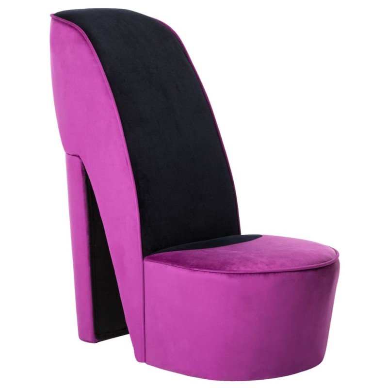 Cadeira estilo sapato de salto alto veludo roxo-Poltronas-Home Retail