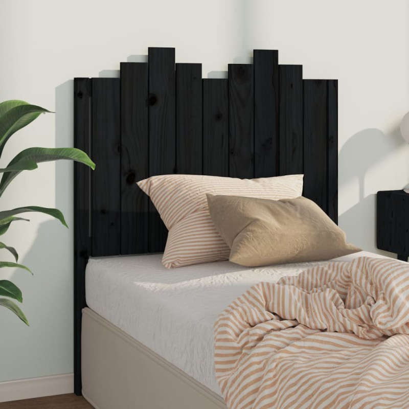 Cabeceira de cama 96x4x110 cm pinho maciço preto-Cabeceiras e estribos de camas-Home Retail