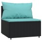 3 pcs conjunto lounge de jardim c/ almofadões vime PE preto