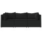 3 pcs conjunto lounge de jardim c/ almofadões vime PE preto