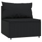 3 pcs conjunto lounge de jardim c/ almofadões vime PE preto