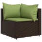 3 pcs conjunto lounge jardim c/ almofadões vime PE castanho