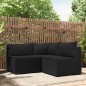 3 pcs conjunto lounge de jardim c/ almofadões vime PE preto