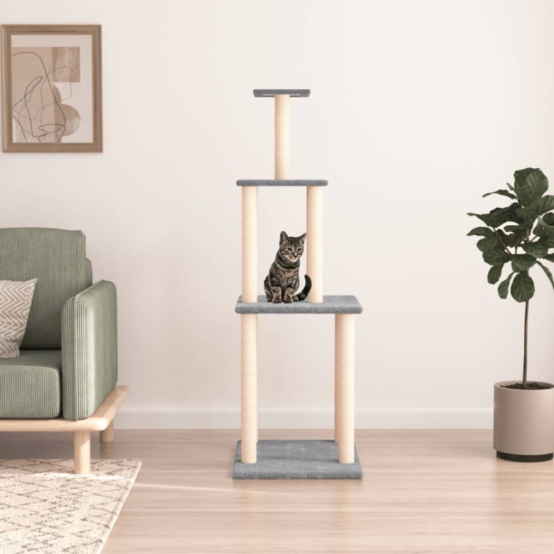 Árvore p/ gatos c/ postes arranhadores sisal 149 cm cinza-claro-Móveis para gatos-Home Retail