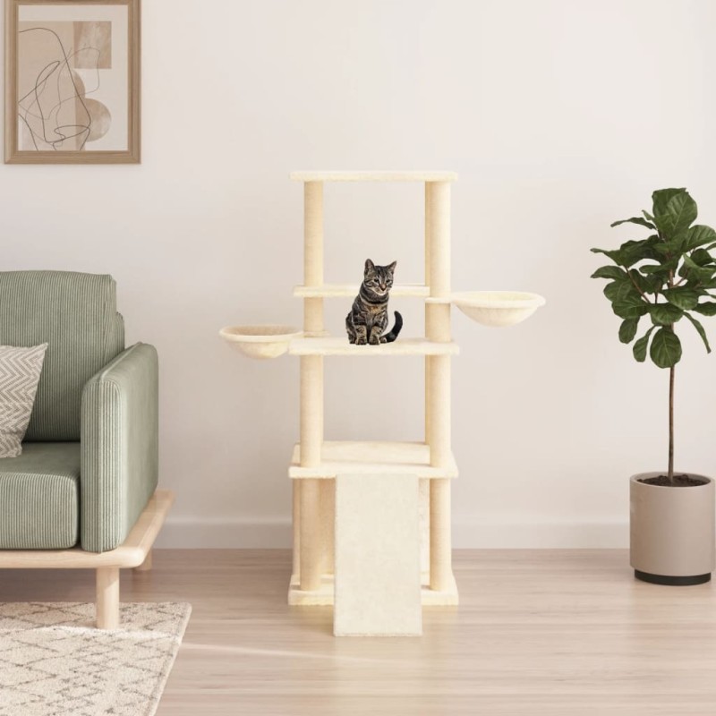 Árvore para gatos c/ postes arranhadores sisal 133 cm cor creme-Móveis para gatos-Home Retail