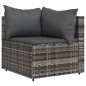 3 pcs conjunto lounge de jardim c/ almofadões vime PE cinzento