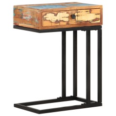 Mesa de apoio formato em U 45x30x61cm madeira recuperada maciça