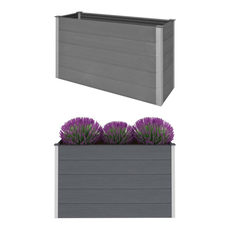 Canteiro elevado para jardim WPC 150x50x91 cm cinzento-Vasos e floreiras-Home Retail