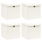 Caixas de arrumação com tampas 4 pcs 32x32x32 cm tecido branco