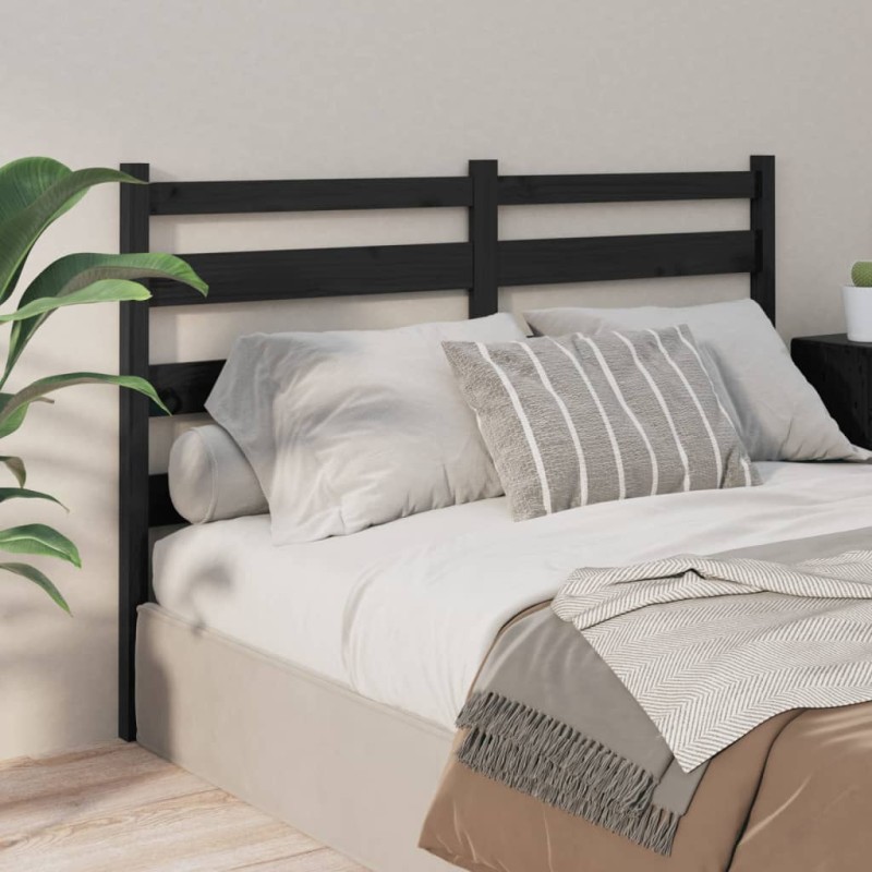 Cabeceira de cama 126x4x100 cm pinho maciço preto-Cabeceiras e estribos de camas-Home Retail