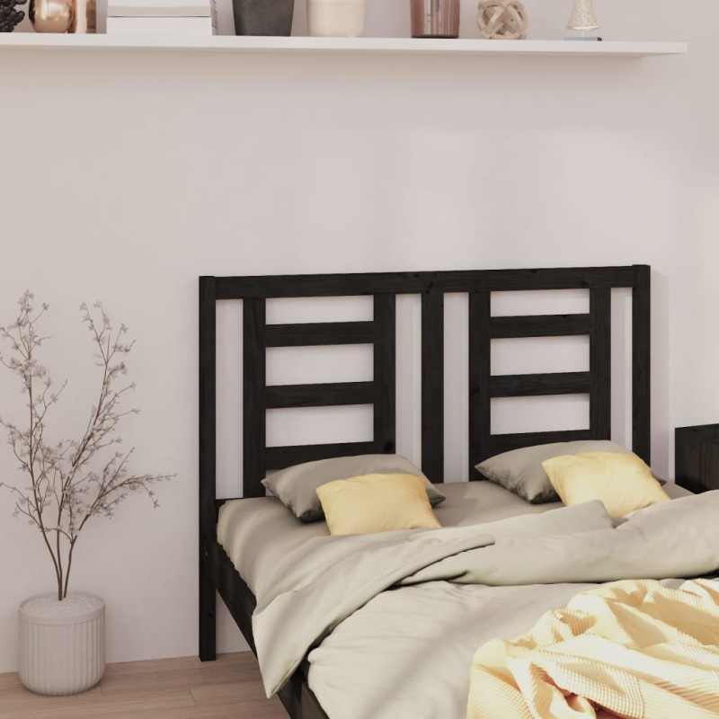 Cabeceira de cama 126x4x100 cm pinho maciço preto-Cabeceiras e estribos de camas-Home Retail