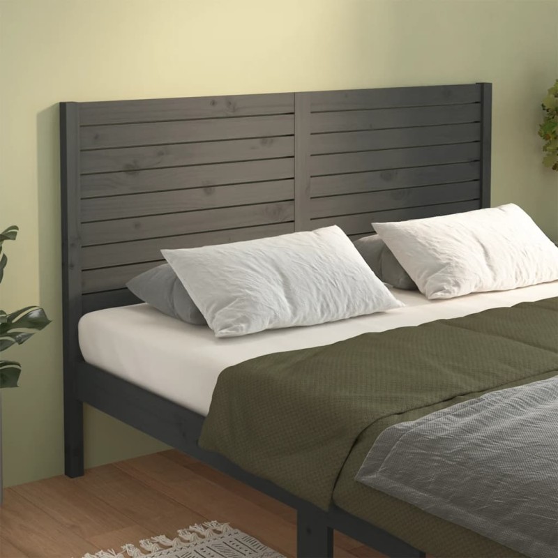 Cabeceira de cama 126x4x100 cm pinho maciço cinzento-Cabeceiras e estribos de camas-Home Retail