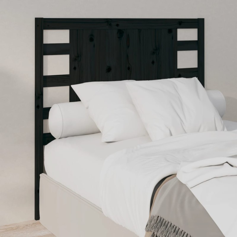 Cabeceira de cama 106x4x100 cm pinho maciço preto-Cabeceiras e estribos de camas-Home Retail