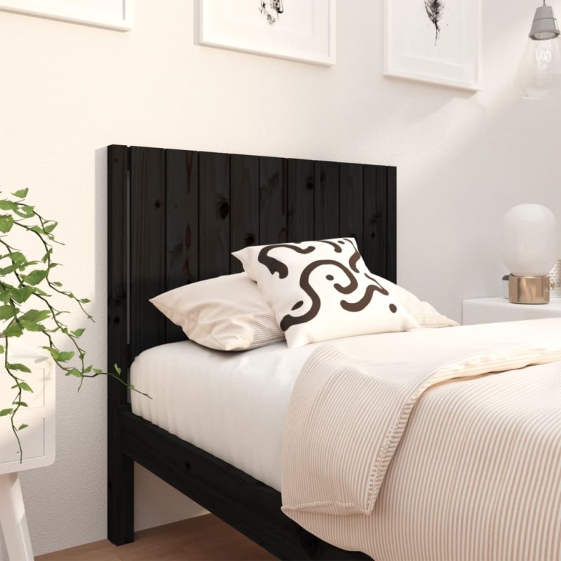 Cabeceira de cama 95,5x4x100 cm pinho maciço preto-Cabeceiras e estribos de camas-Home Retail