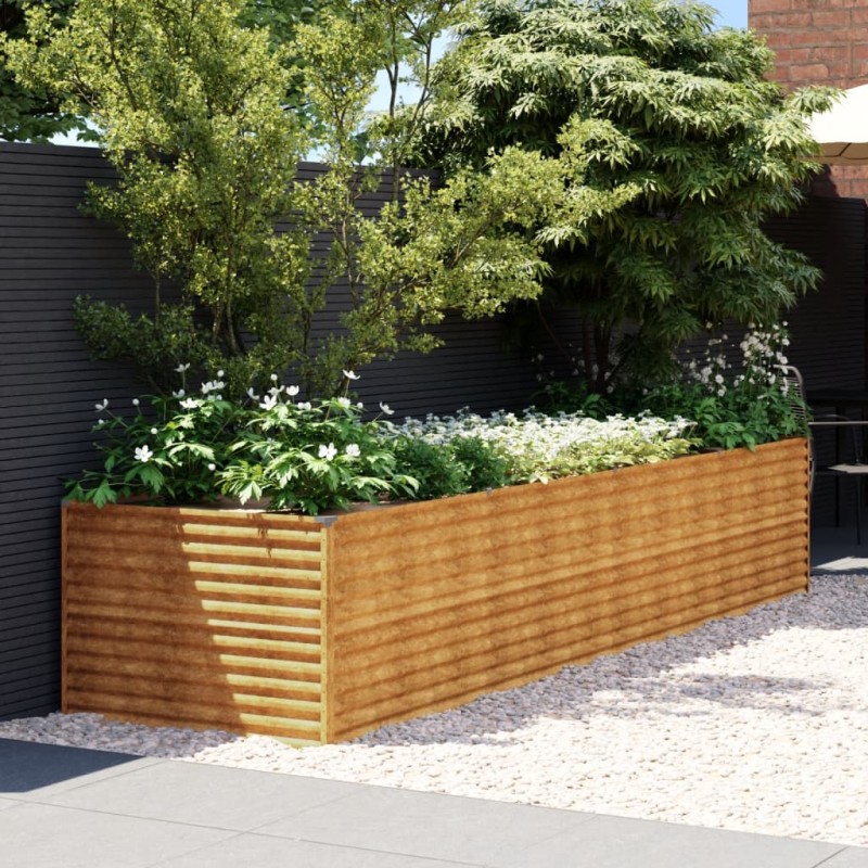 Canteiro elevado de jardim 386x100x69 cm aço corten-Vasos e floreiras-Home Retail