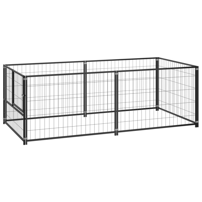 Canil para cães 200x100x70 cm aço preto-Canis-Home Retail