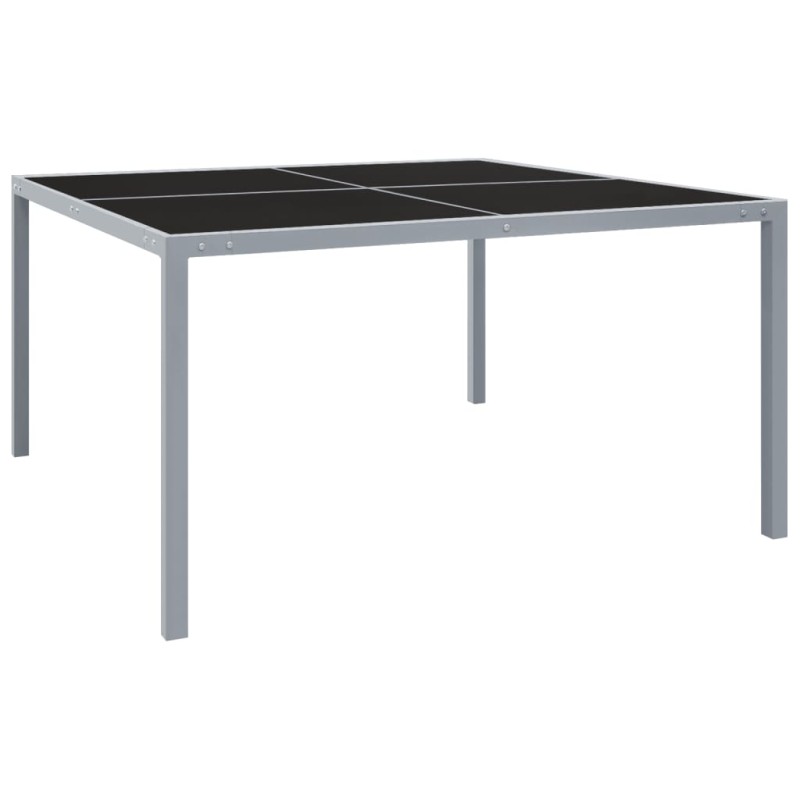 Mesa de jardim 130x130x72 cm aço e vidro cinzento-Mesas de jardim-Home Retail