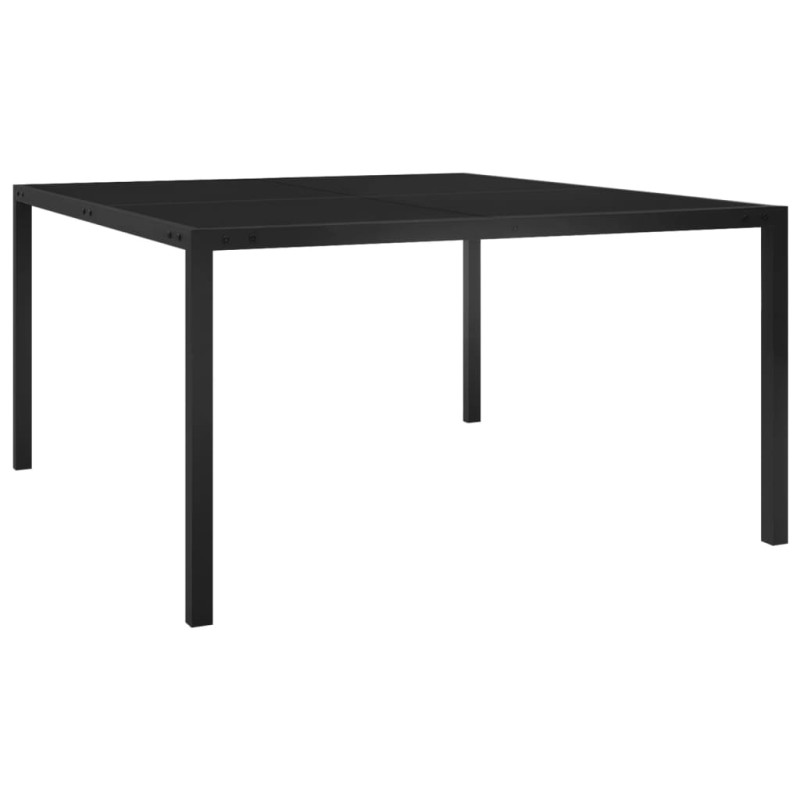 Mesa de jardim 130x130x72 cm aço e vidro preto-Mesas de jardim-Home Retail