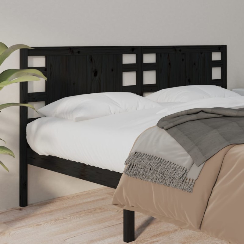 Cabeceira de cama 166x4x100 cm pinho maciço preto-Cabeceiras e estribos de camas-Home Retail