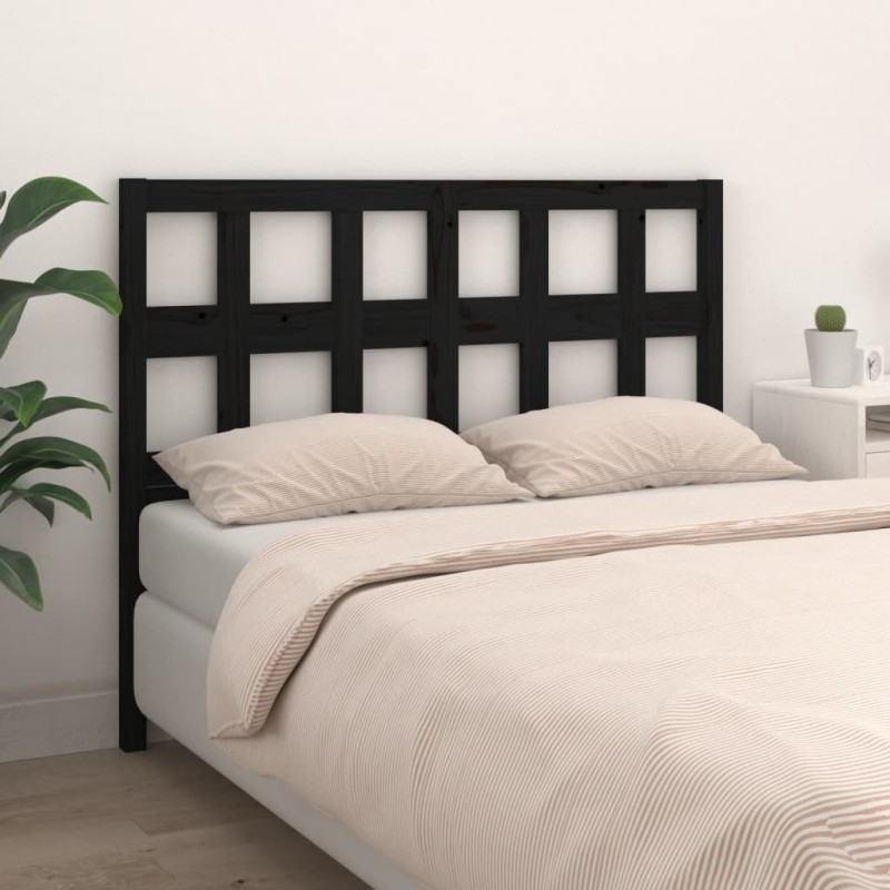 Cabeceira de cama 185,5x4x100 cm pinho maciço preto-Cabeceiras e estribos de camas-Home Retail