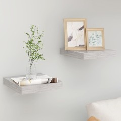 Prateleiras de parede 2 pcs 23x23,5x3,8cm MDF cinzento-cimento