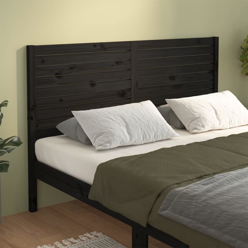 Cabeceira de cama 141x4x100 cm pinho maciço preto-Cabeceiras e estribos de camas-Home Retail