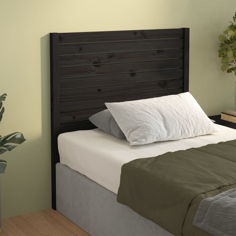 Cabeceira de cama 96x4x100 cm pinho maciço preto-Cabeceiras e estribos de camas-Home Retail