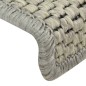 Tapetes escada adesivos aspeto sisal 15 pcs 65x21x4 cm cinzento