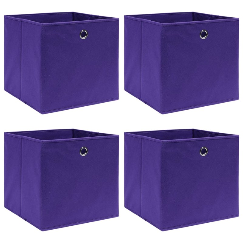 Caixas arrumação 4 pcs 28x28x28 cm tecido-não-tecido roxo-Cestos para complementos-Home Retail