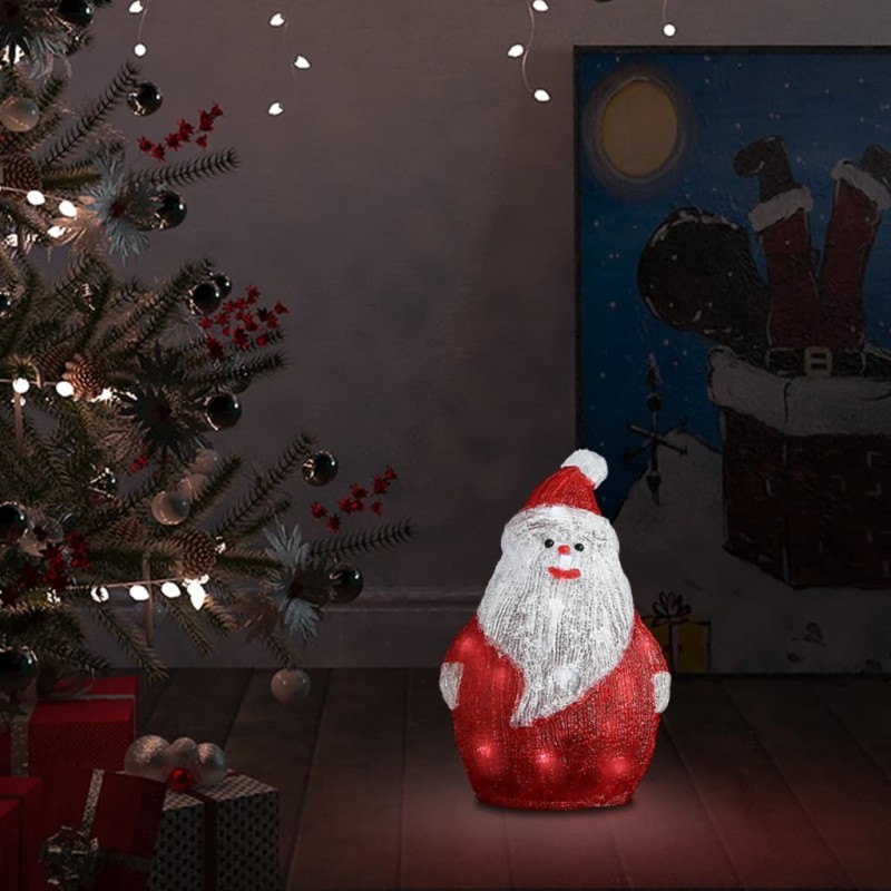 Figura Pai Natal acrílico c/ luzes LED interior e exterior 28cm-Luzes de Natal-Home Retail