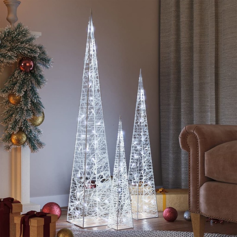 Conj. cones decorativos acrílico 60/90/120cm LEDs branco frio-Luzes de Natal-Home Retail