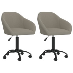 Cadeiras de jantar giratórias 2 pcs veludo cinzento-claro