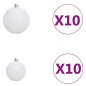 Conj. de bolas de natal 120 pcs + pico e 300 LEDs branco/cinza