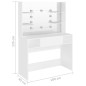 Mesa de maquilhagem c/ luzes LED 100x40x135 cm MDF branco