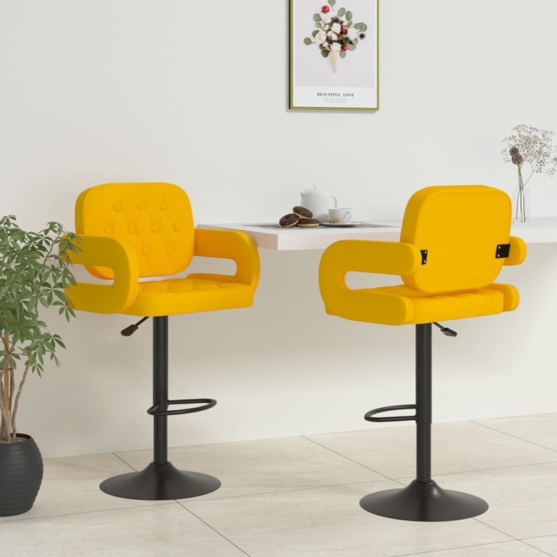 Bancos de bar 2 pcs tecido amarelo mostarda-Bancos de bar-Home Retail