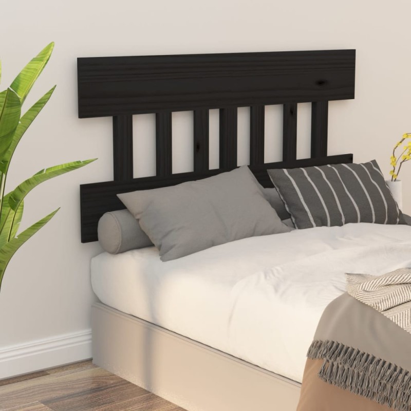 Cabeceira de cama 163,5x3x81 cm pinho maciço preto-Cabeceiras e estribos de camas-Home Retail