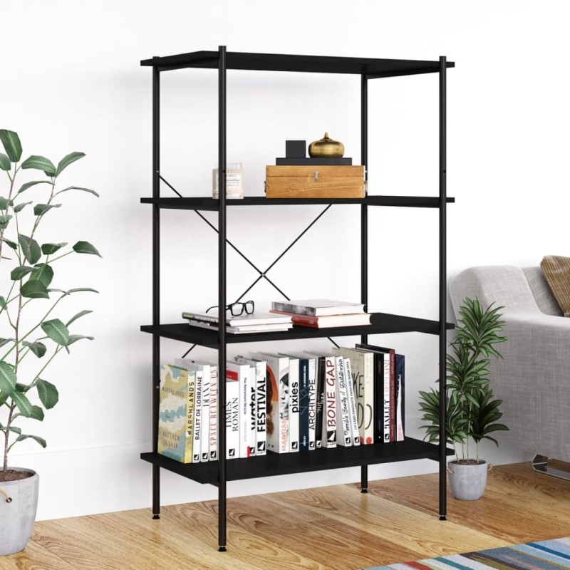 Unidade com 4 prateleiras 80x40x130 cm preto-Estantes para livros-Home Retail