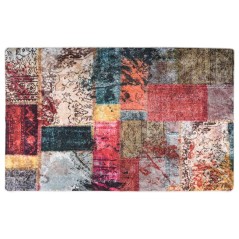 Tapete lavável antiderrapante 160x230 cm patchwork multicor