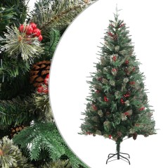 Árvore de Natal com pinhas 225 cm PVC e PE verde