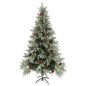 Árvore de Natal com pinhas 195 cm PVC e PE verde e branco