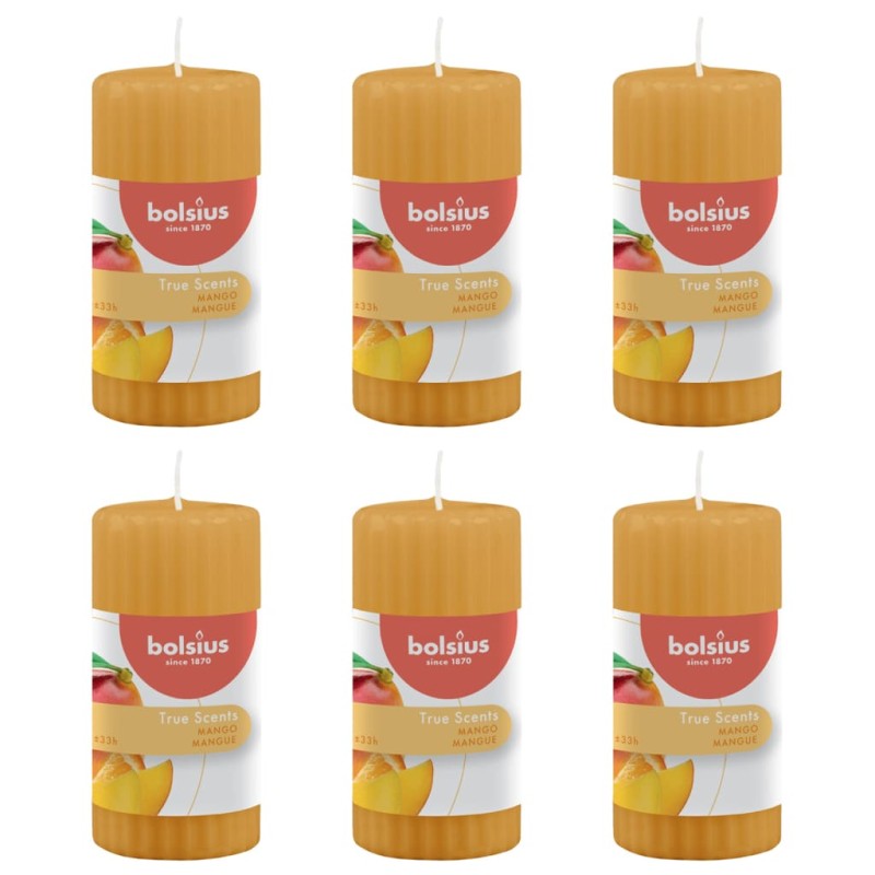 Bolsius Velas cilíndricas perfumadas c/ nervuras 6 pcs manga 120x58 mm-Velas-Home Retail