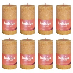 Bolsius Velas rústicas cilíndricas Shine 8 pcs 100x50 mm amarelo mel