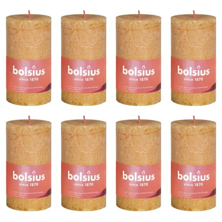 Bolsius Velas rústicas cilíndricas Shine 8 pcs 100x50 mm amarelo mel