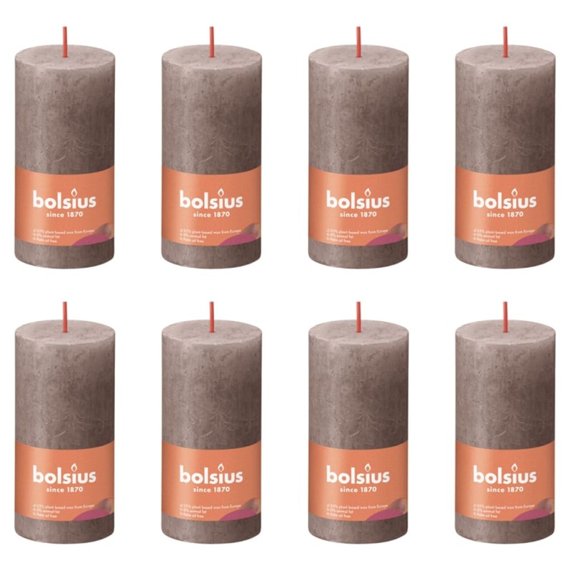 Bolsius Velas rústicas cilíndricas Shine 8 pcs 100x50 mm cinza-acast.-Velas-Home Retail