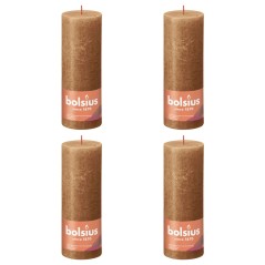 Bolsius Velas rústicas cilíndri. Shine 4pcs 190x68mm castanho moderno