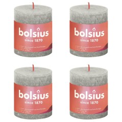 Bolsius Velas rústicas cilíndricas Shine 4pcs 80x68 mm cinzento areia